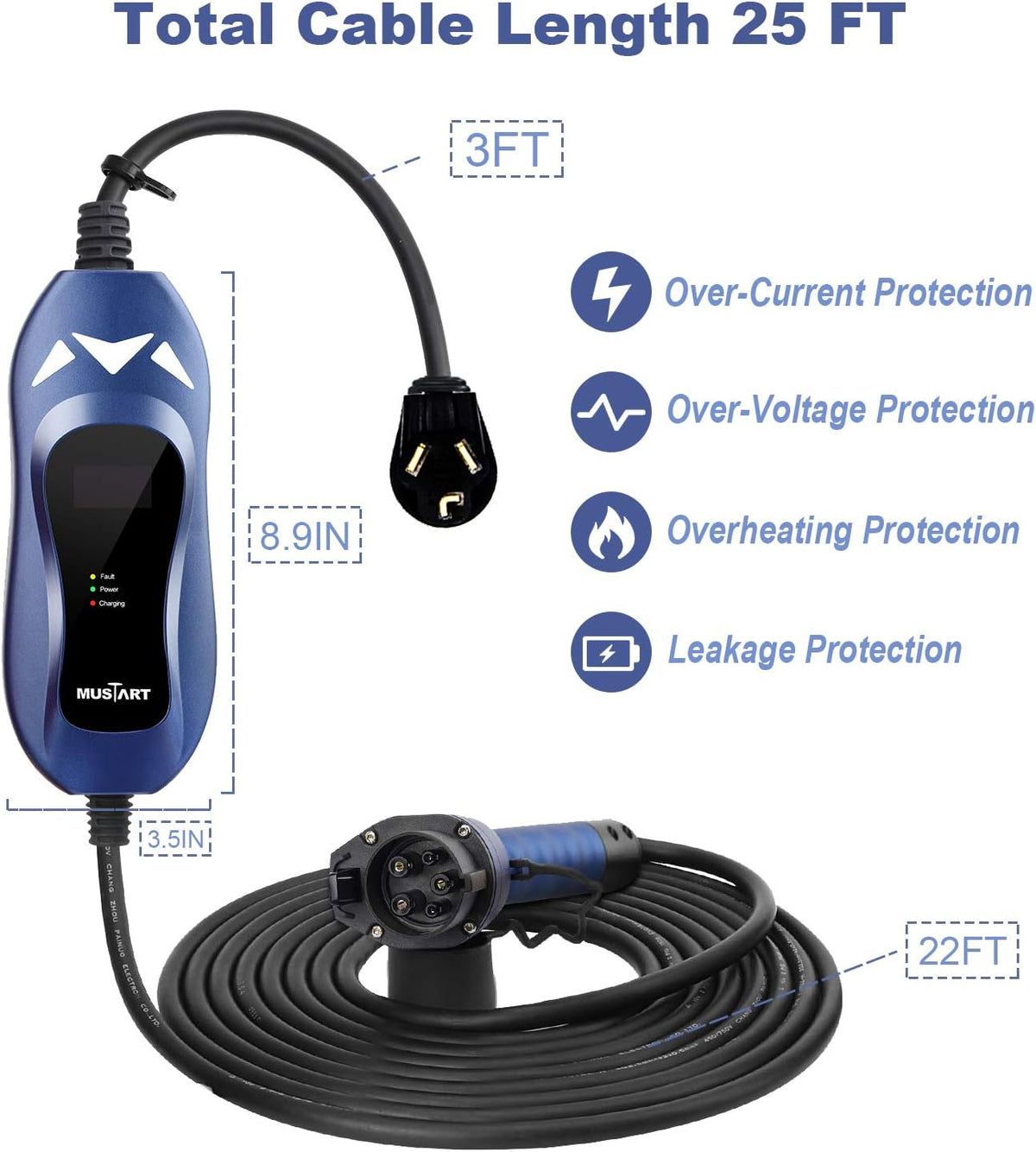 Portable EV Charger with 25ft Cable Z9786