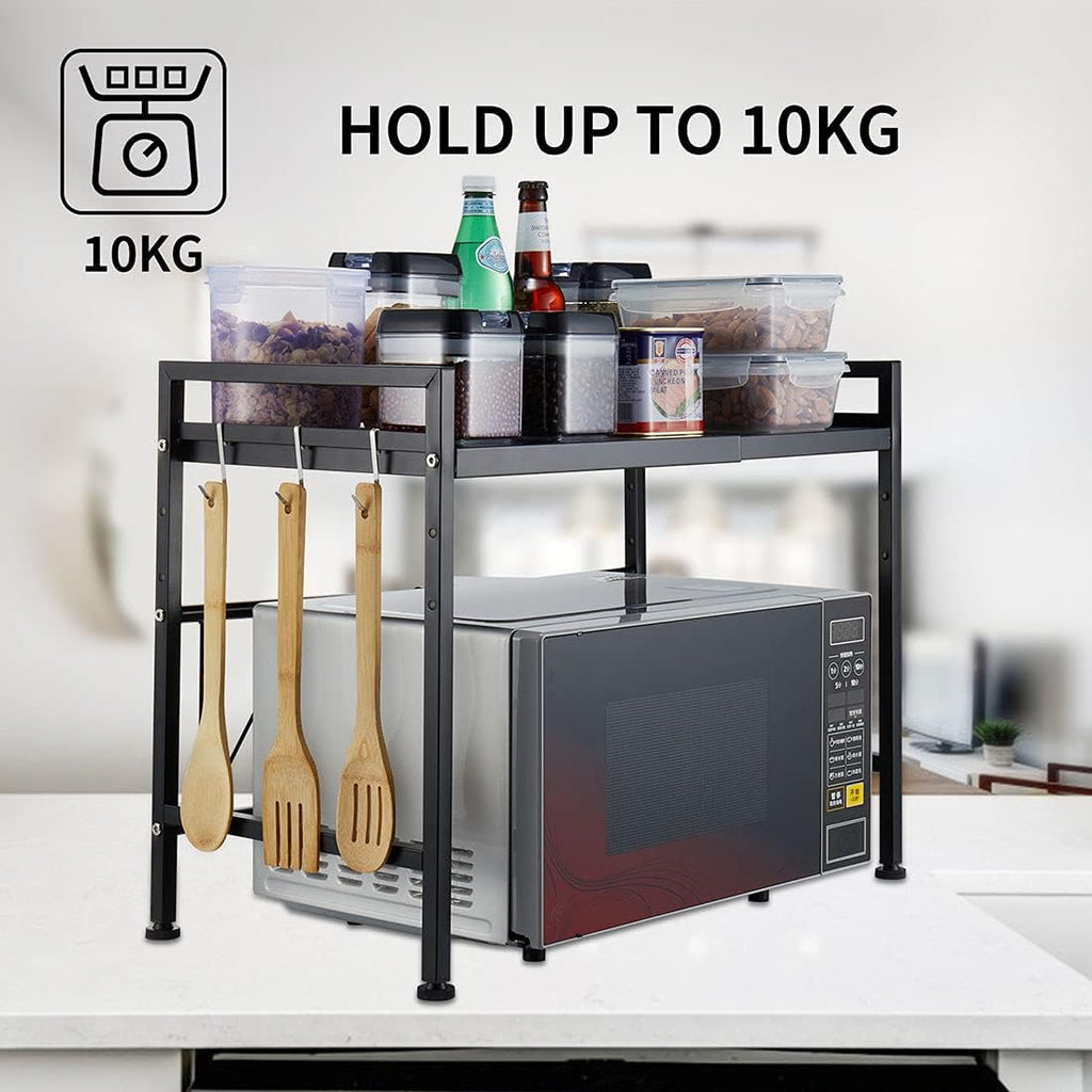 2-Tier Black Carbon Steel Microwave Shelf M73057