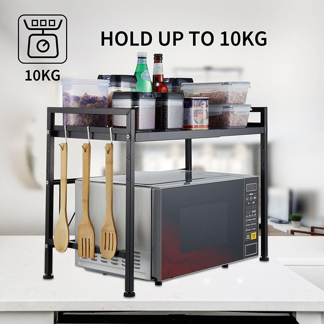 2-Tier Black Carbon Steel Microwave Shelf M73057