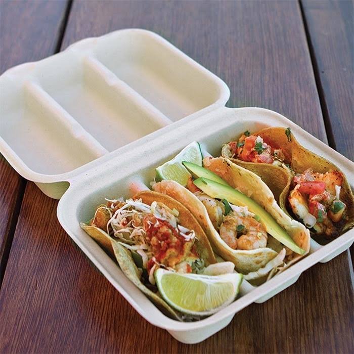 Triple Compartment Taco Take-Out Container, 8x7x3 inch, Unbleached, 300 per Case K3985