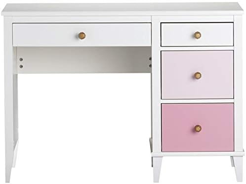 2 Piece Kids Bedroom Set with Bookcase and Desk in White and Pink P8631