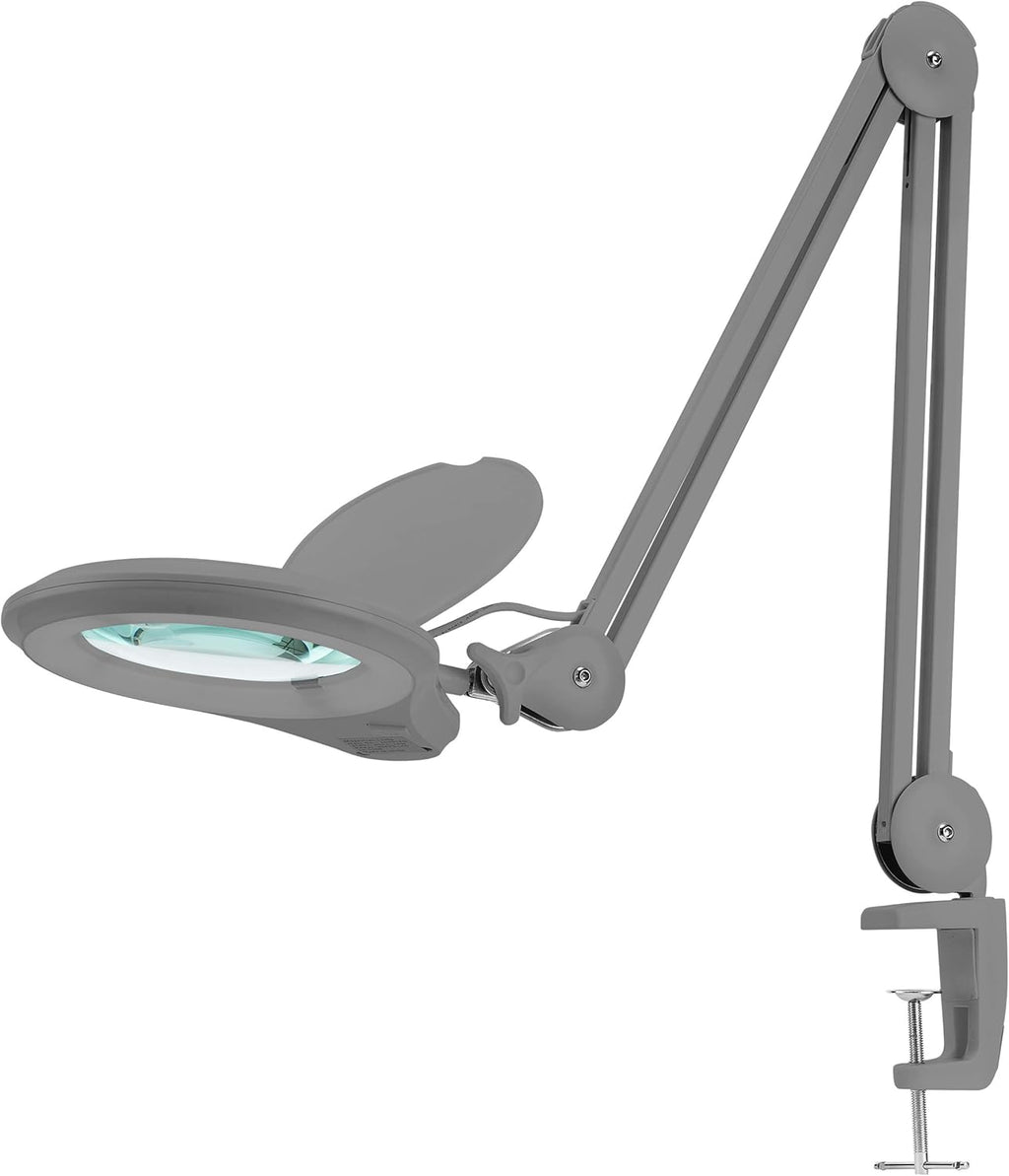 Gray 5 Inches Diameter Lens LED Magnifying Lamp with Clamp Q14674