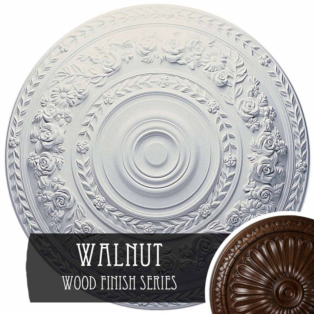 Hand-Painted Walnut Rose Ceiling Medallion C773