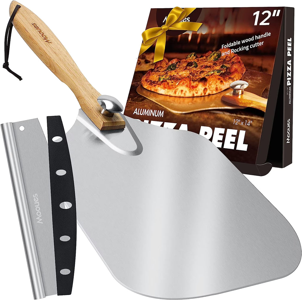 12 inch Aluminum Pizza Peel with Wood Handle I7939