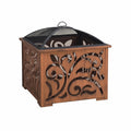 26 Inch Wood Burning Fire Pit with Steel Mesh Spark Screen and Fire Poker V899