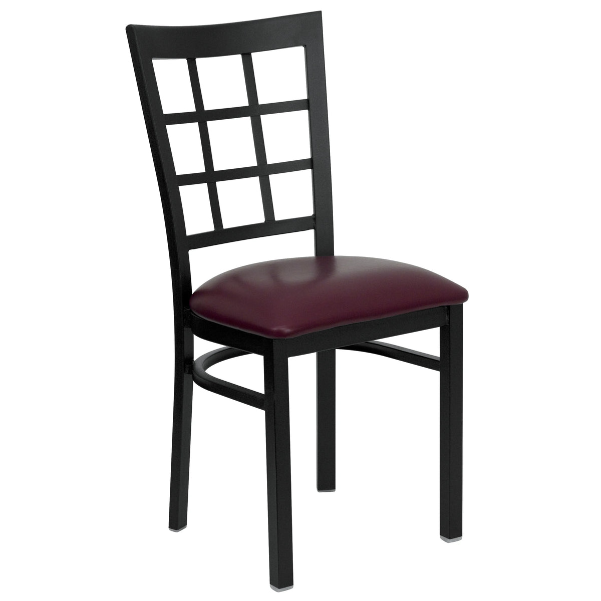 Burgundy Vinyl Seat Metal Restaurant Chair E427