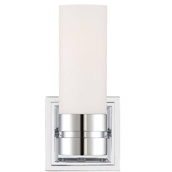Polished Chrome Frosted Glass Bathroom Sconce I362