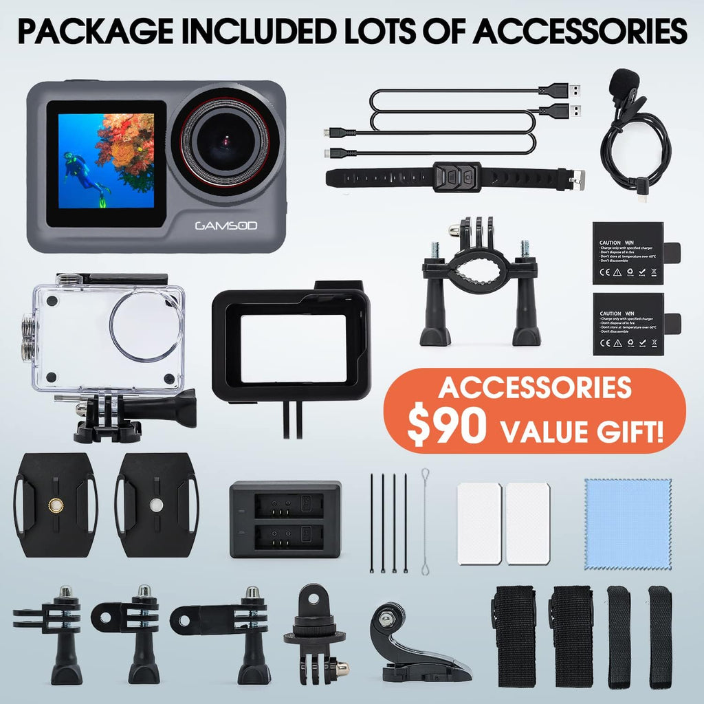 Grey Waterproof Action Camera with Stabilization Q6814