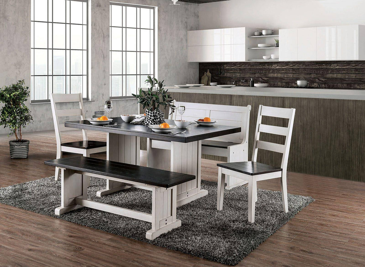 Espresso White Bench X11785