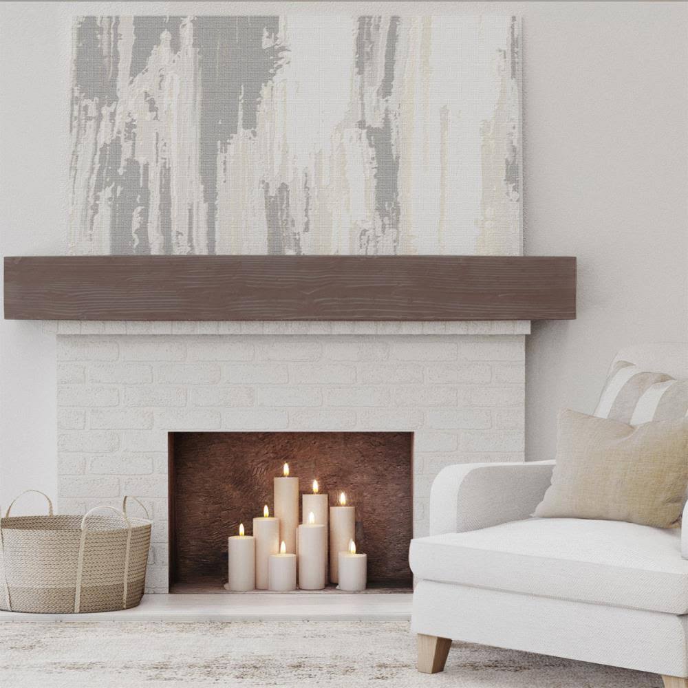 Sandblasted Faux Wood Fireplace Mantel, Aged Pecan U4307