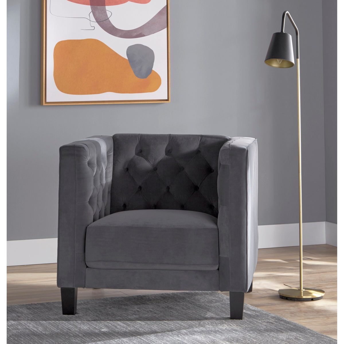 Modern Chesterfield Back Accent Chair Velvet G393