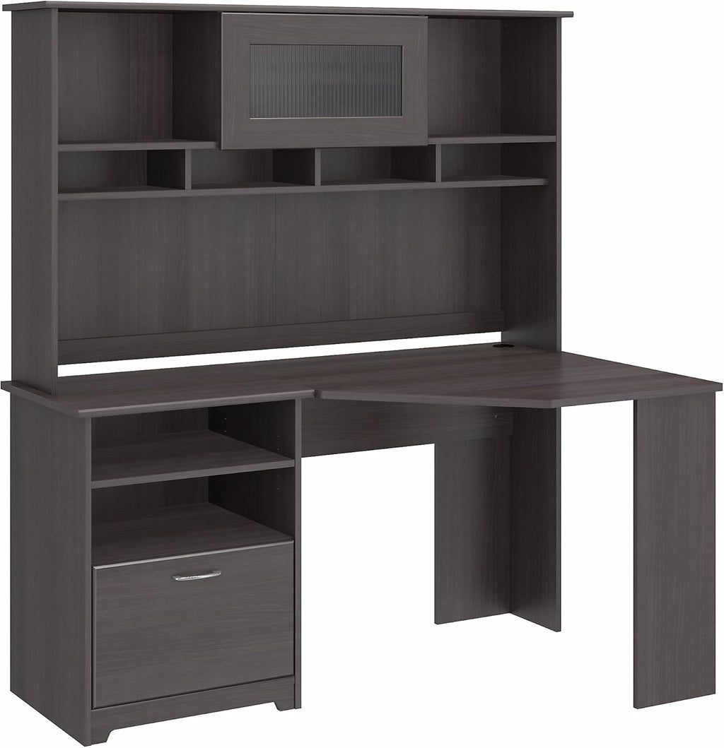 White Corner Desk with Hutch U9014