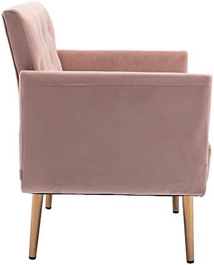 Pink Velvet Single Sofa Arm Chair with Metal Legs V93359