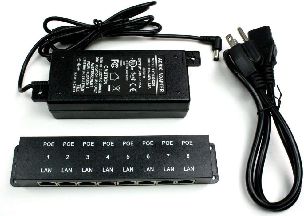 8 Port Passive PoE Injector with 48V 60W Power Supply, Pack of 2 J284053