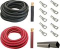 1/0 AWG 10 Feet Black Pure Copper Flexible Cable with Copper Cable Lug Terminal Connectors and Heat Shrink Tubing B6722