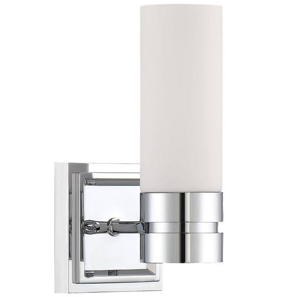 Polished Chrome Frosted Glass Bathroom Sconce I362
