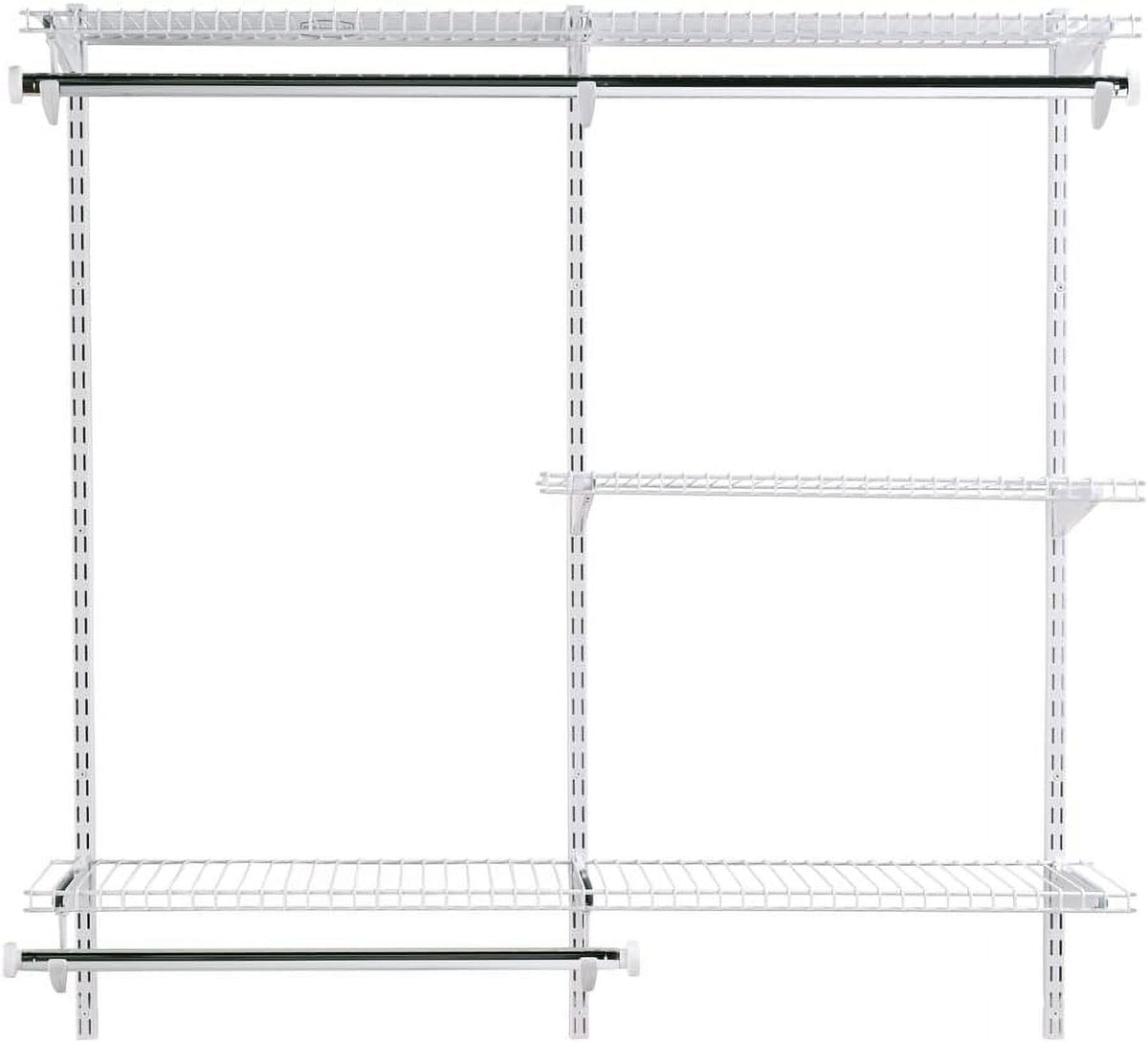 White Wire Shelving Kit with Expandable Shelving and Telescoping Rods U952029