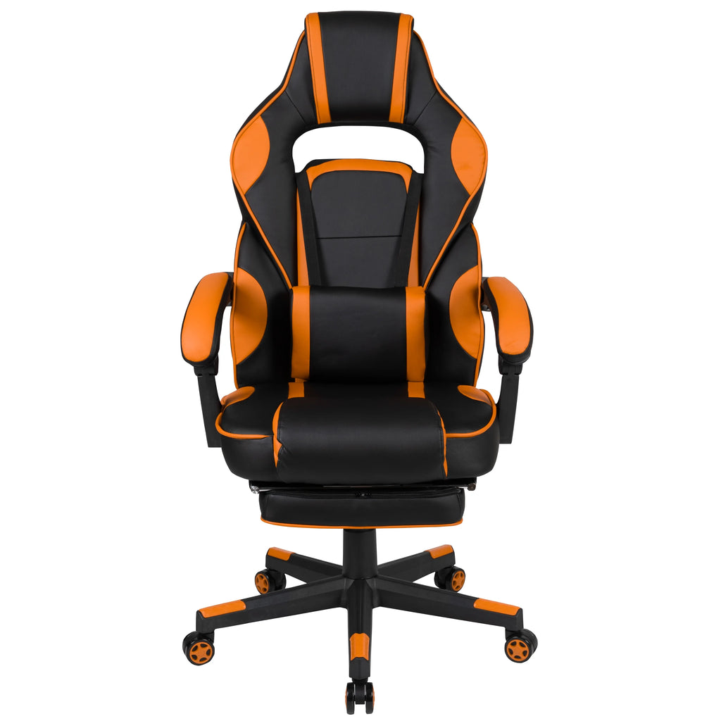 Black & Orange Gaming Chair with Footrest D64066