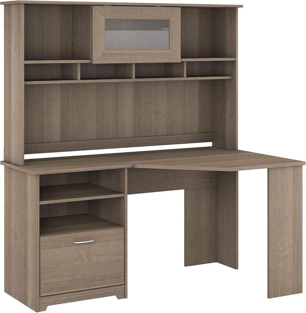 White Corner Desk with Hutch U9014