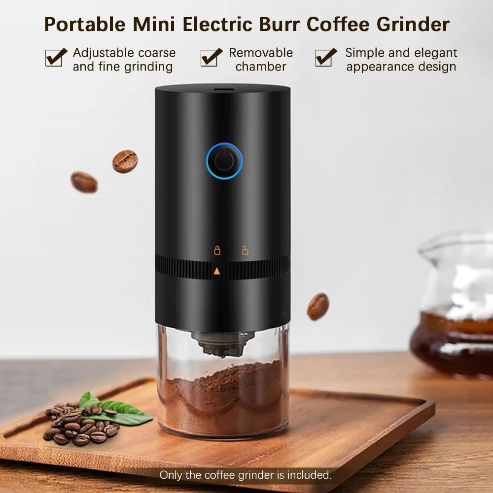 Portable Mini Electric Burr Coffee Grinder with Adjustable Coarse Fine Grinding Removable Chamber L73576