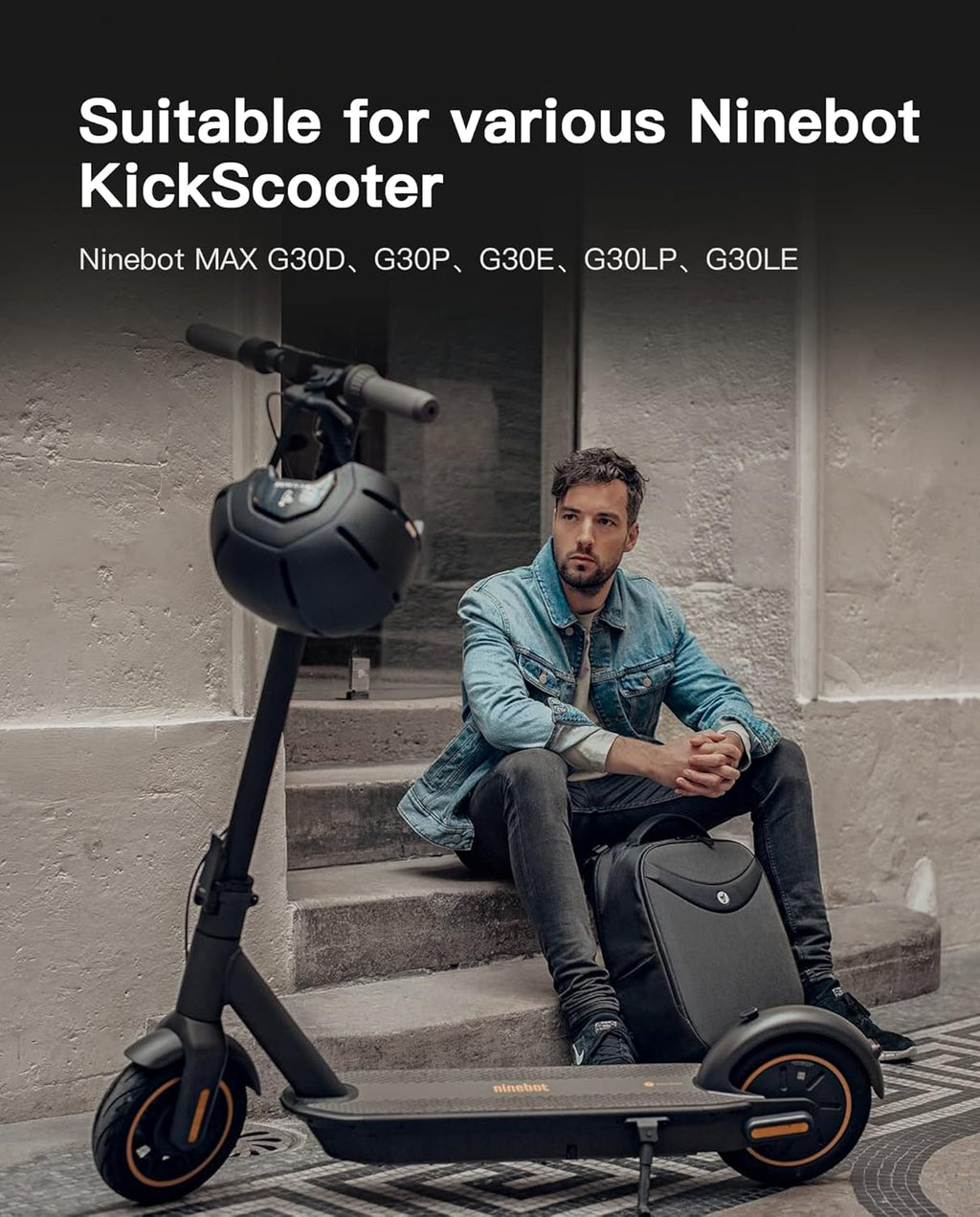 Tubeless Front Tire for Ninebot by Segway Max G30 Electric KickScooter, Solid Rubber, Pack of 2 H655705