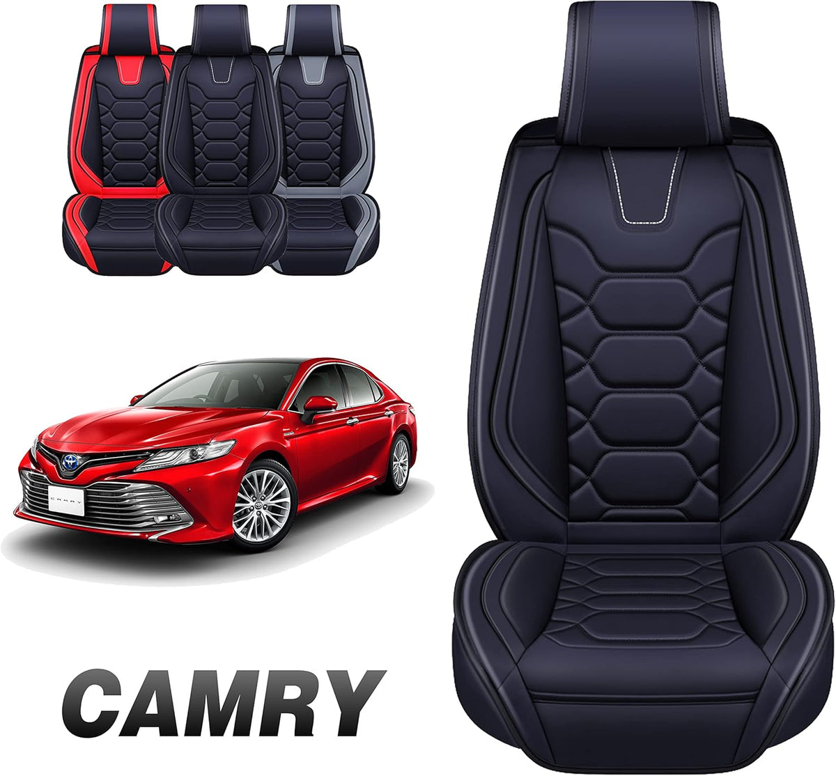 Black Leather Seat Cover Front Pairs M4619
