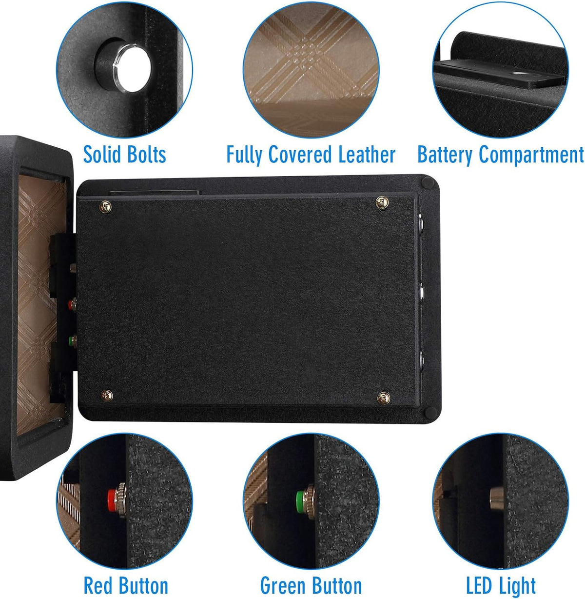 Black Solid Alloy Steel Biometric Fingerprint Safe Box R974431