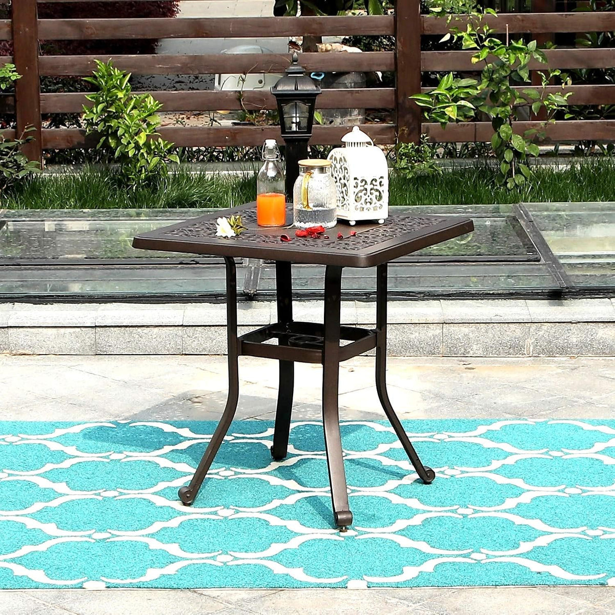 Cast Aluminum Bistro Bar Table with Umbrella Hole O3192