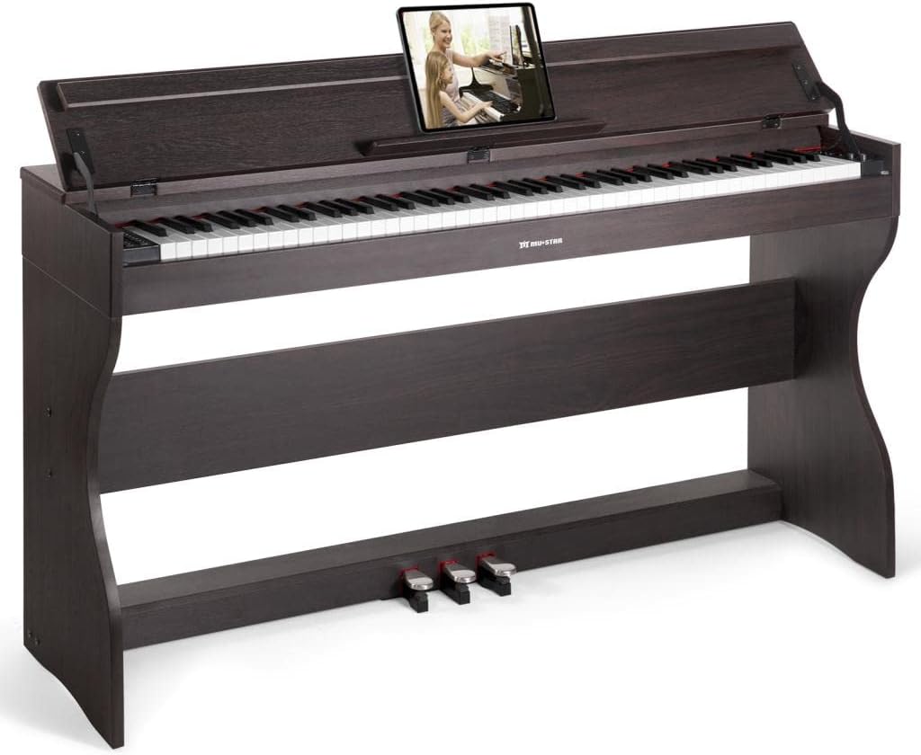 88-Key Weighted Digital Piano, Black/Brown C4129