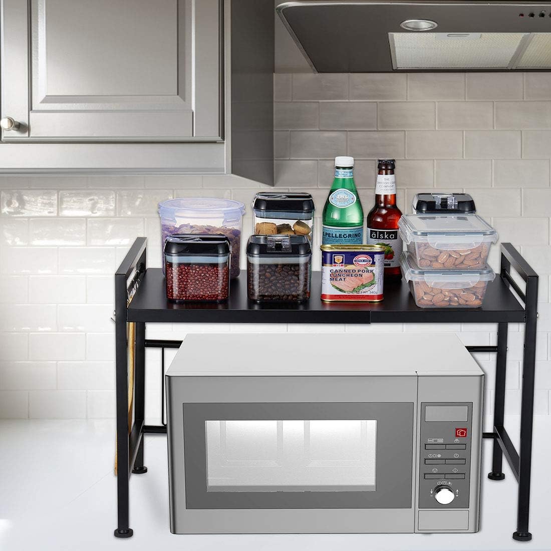 2-Tier Black Carbon Steel Microwave Shelf M73057