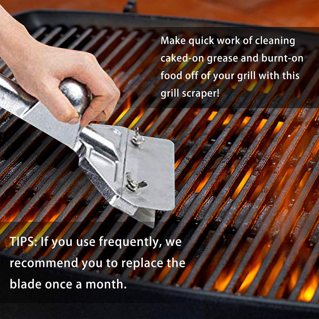 Aluminum Die-Cast Grill Scraper Set with 4 Replacement Blades G302508