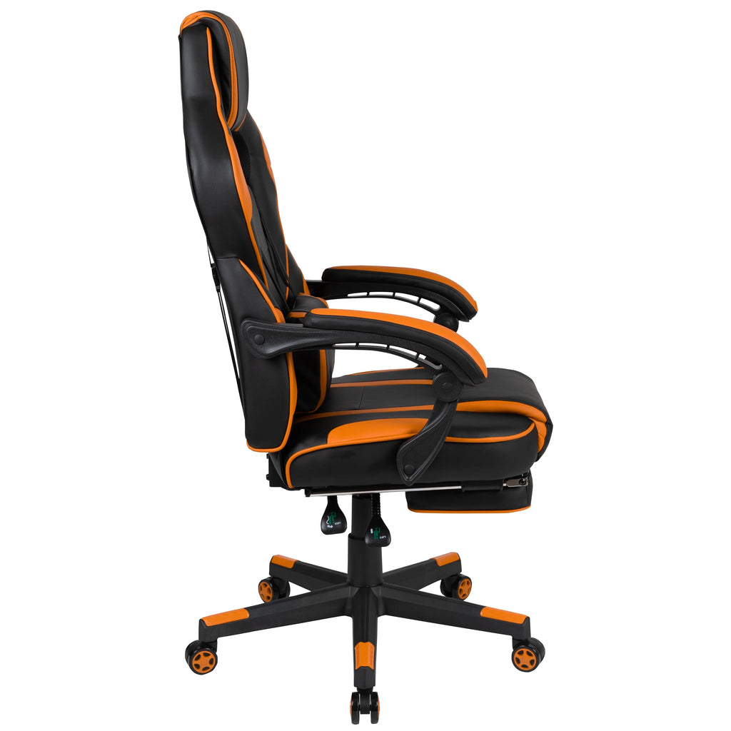 Black & Orange Gaming Chair with Footrest D64066