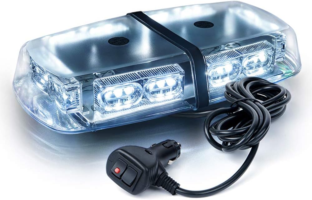 White Red 36 LED Rooftop Mini Bar Strobe Lights with Magnetic Base, Pack of 2 I416