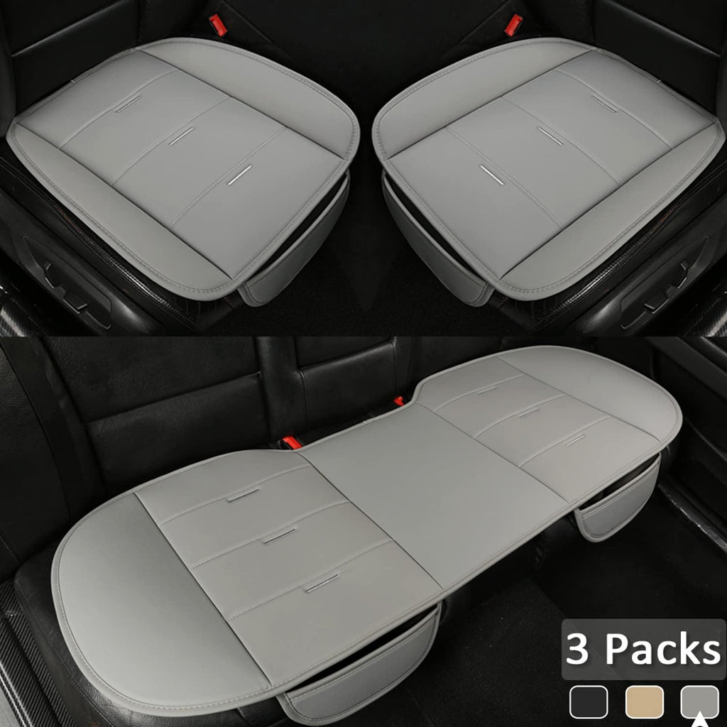 Beige PU Leather Car Seat Covers, Pack of 2 X338