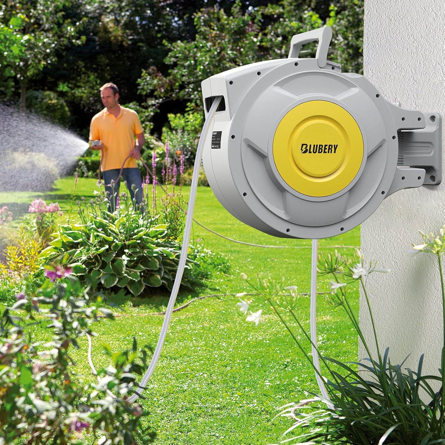 Retractable Garden Hose Reel, Wall Mounted, 180° Swivel Bracket B50256