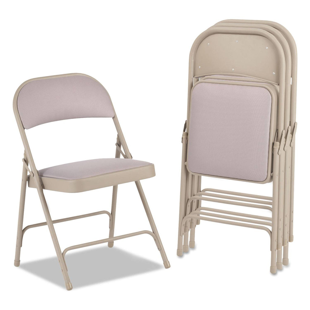 Steel Folding Chair with Fabric Back/Seat, Tan, 4/Carton D8683