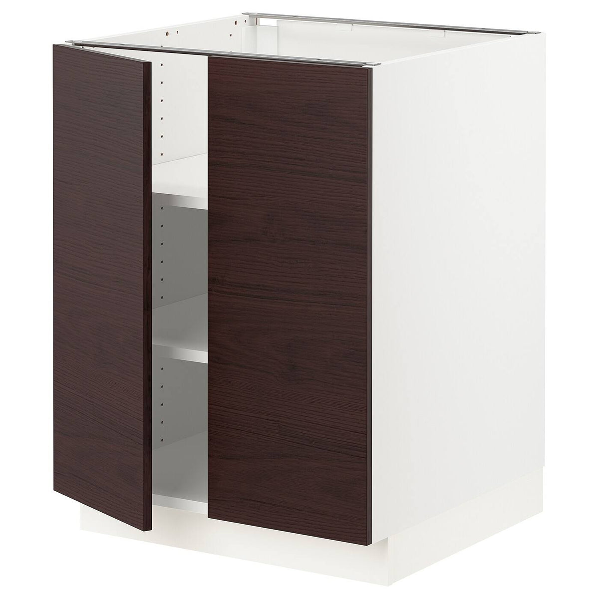 White Base Cabinet with Shelves and 2 Doors D761