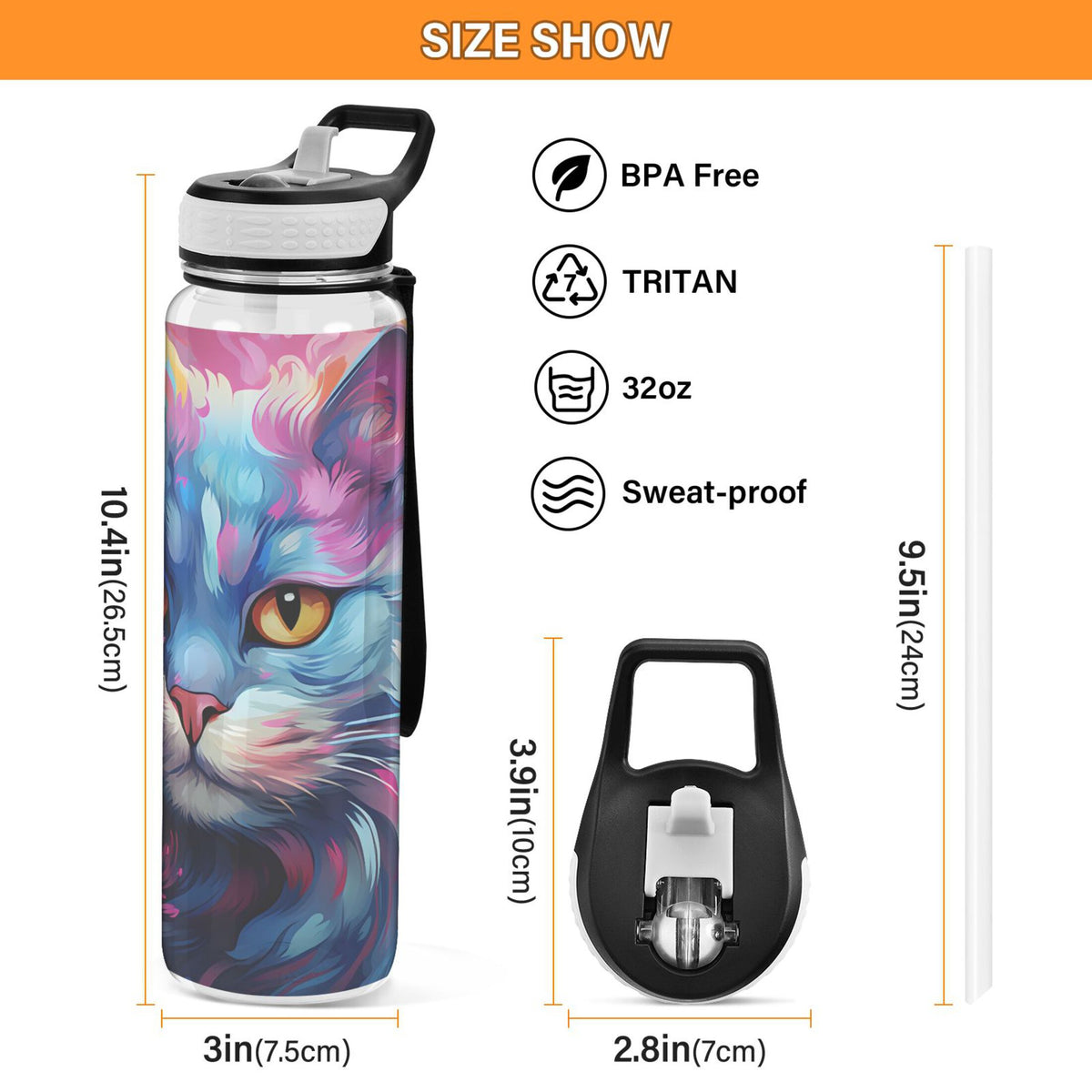 32oz Tritan Leakproof Water Bottle with Straw M127