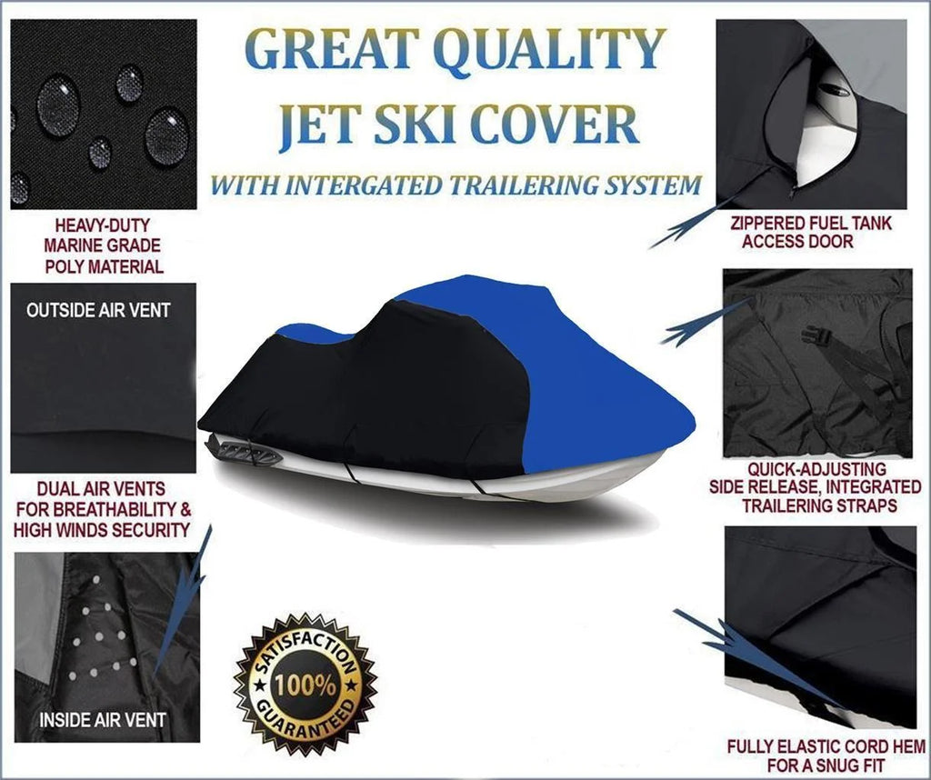 BLACK / BLUE Heavy-Duty Jet Ski PWC Cover E81788