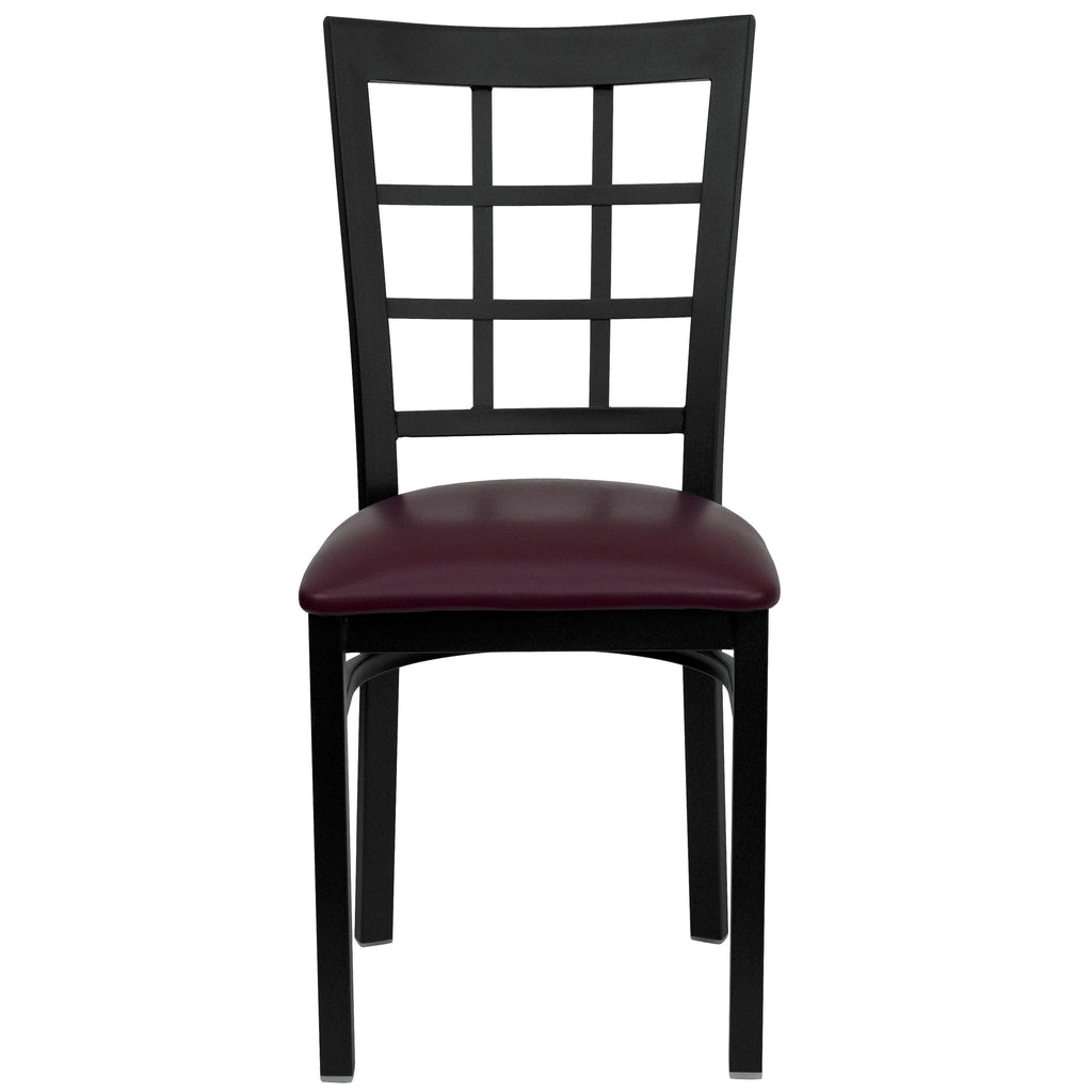 Burgundy Vinyl Seat Metal Restaurant Chair E427