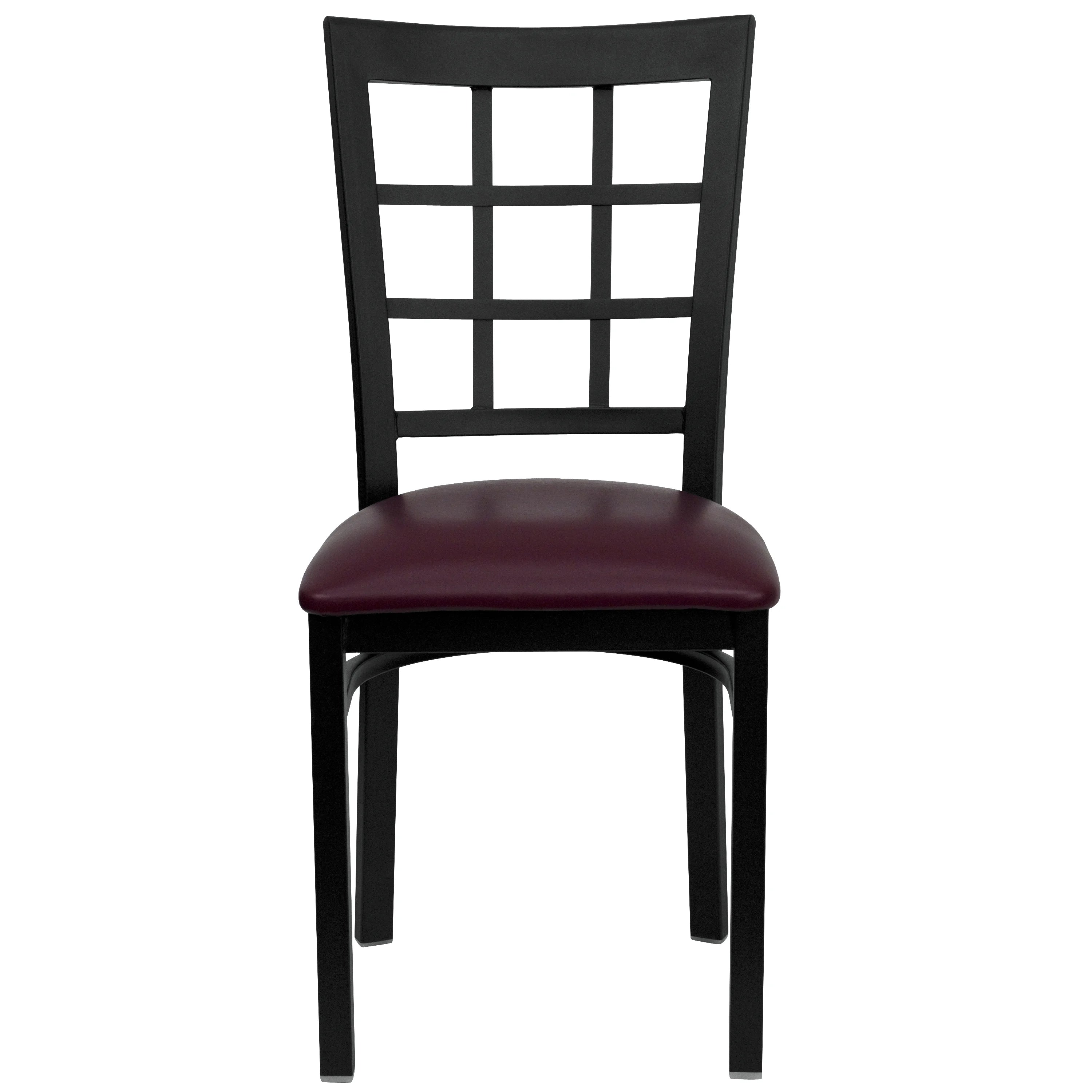 Burgundy Vinyl Seat Metal Restaurant Chair E427