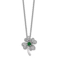 Green Glass & CZ 4-leaf Clover Necklace T392401