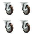 Maroon Poly Caster Set 4 with 5x22 Wheel N8554