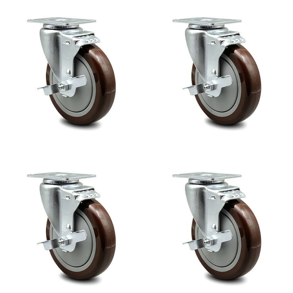 Maroon Poly Caster Set 4 with 5x22 Wheel N8554
