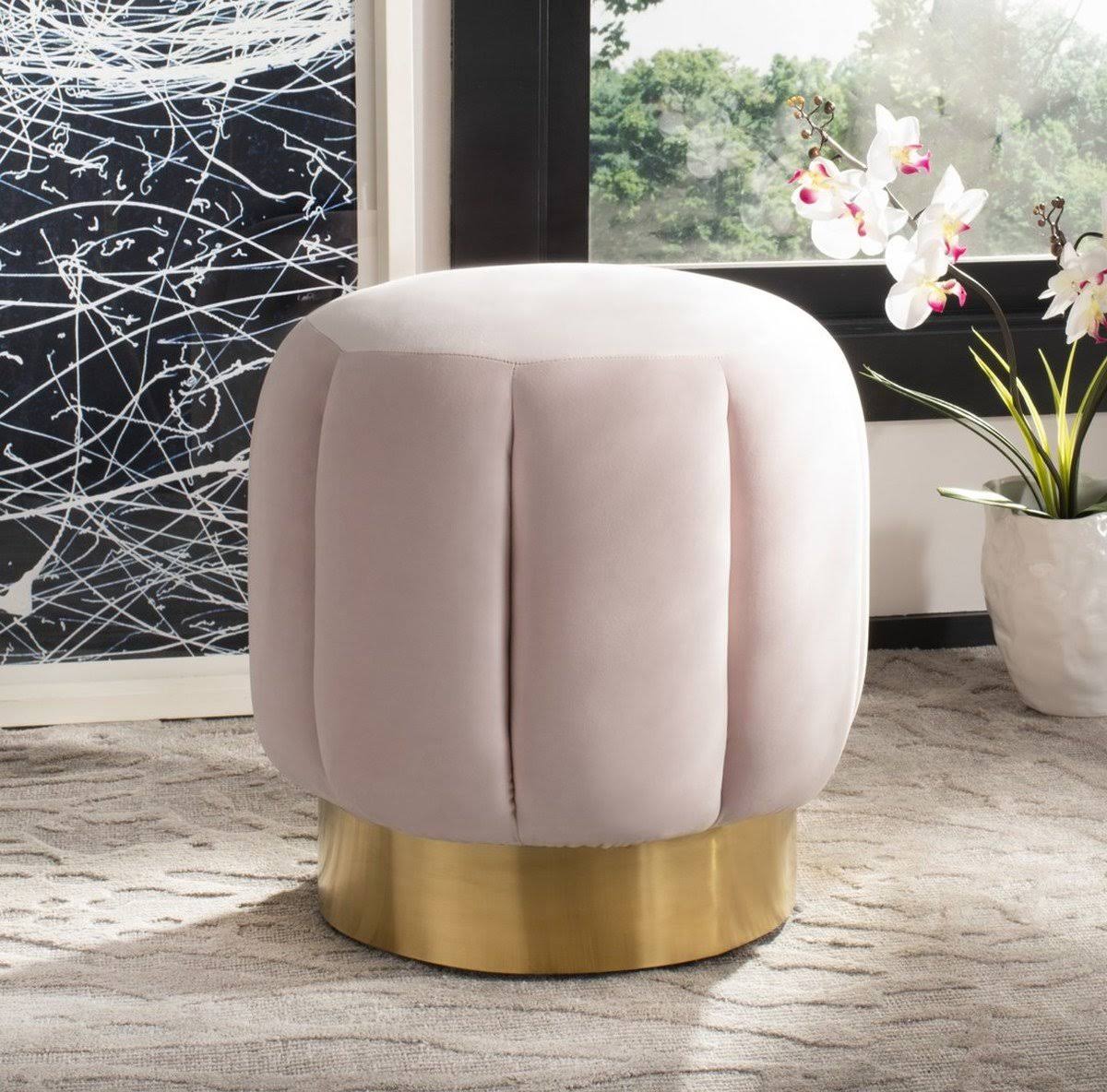 Seafoam Channel Tufted Ottoman K10246