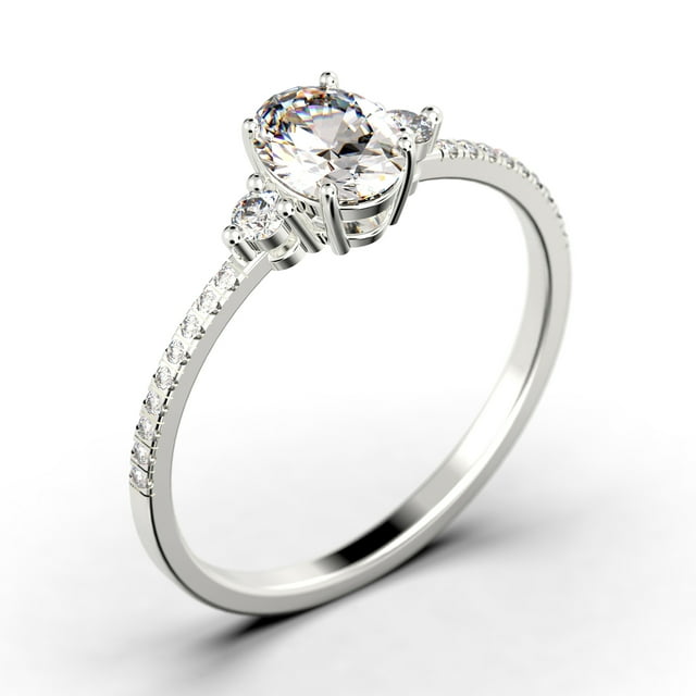 14K White Gold 3 Stone Ring T514602