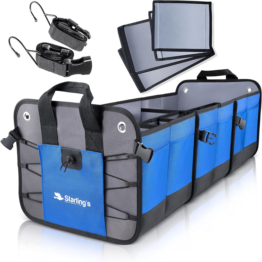 Black 2 Compartments Car Trunk Organizer Pack of 2 J5700