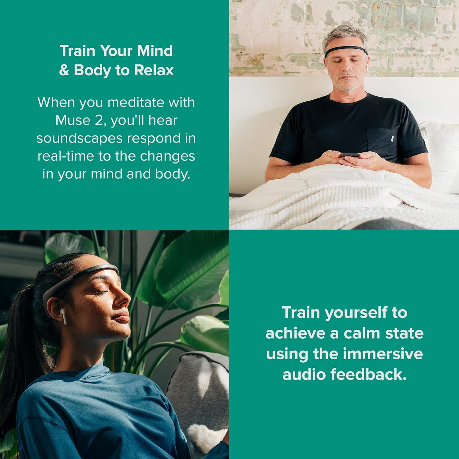 Muse 2 Brain Sensing Headband with Official Hard Case Bundle F1767