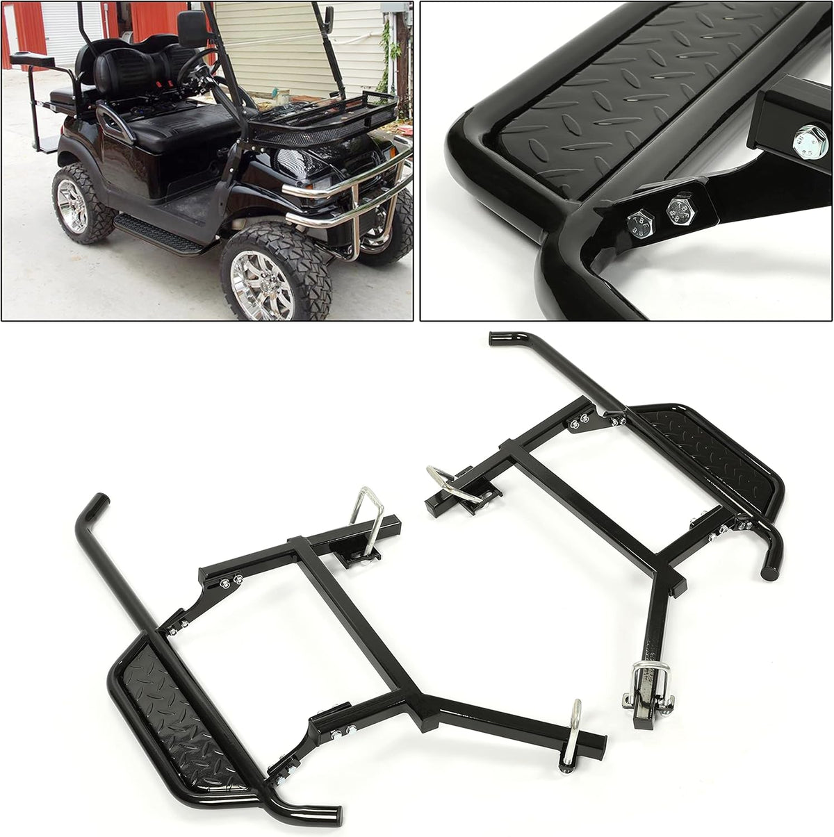 Black Steel Running Boards Set of 2 Side Step Rails X231