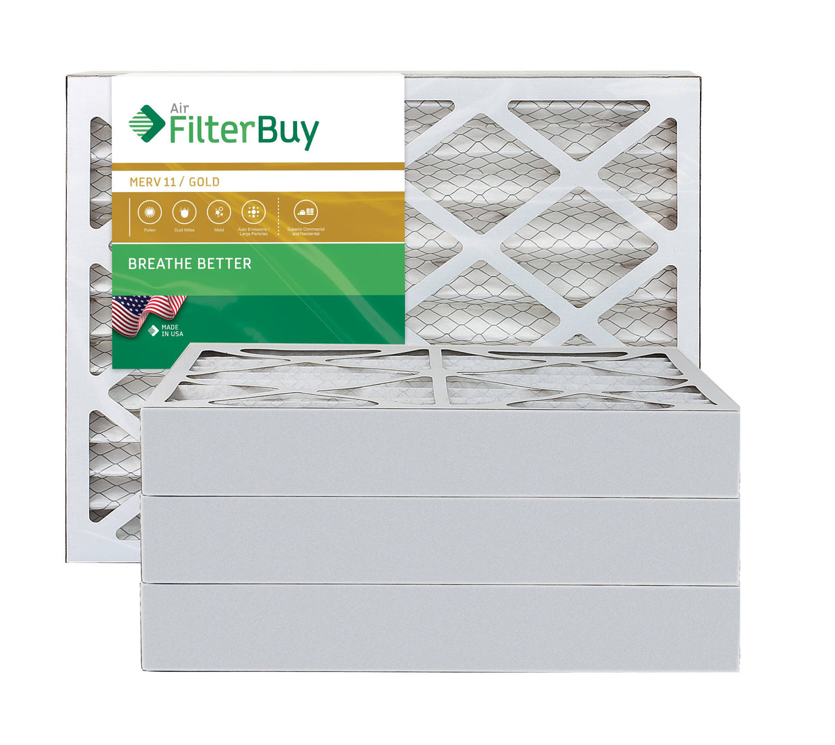 10x16x4 Gold MERV 11 Pleated AC Furnace Air Filter, Pack of 4 A276867
